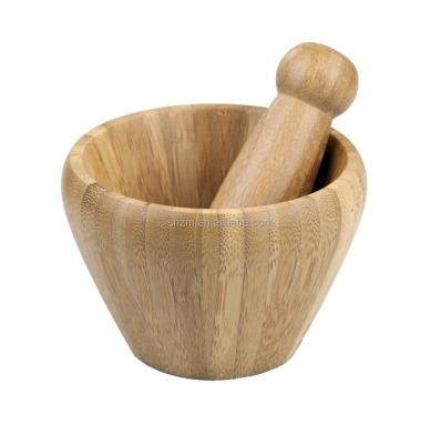 China Viable mixing bowl bamboo grinder spice grinder grain stripping for home basics mortar and pestle garlic for sale