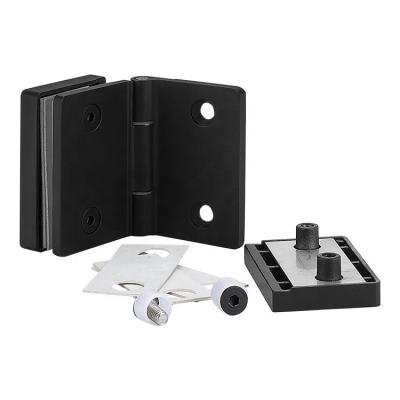 China Modern Bathroom Door Hinge Glass To Glass 180 Degree Matte Black Finished Frameless Shower Hinges for sale