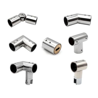 China Bathroom 304 Stainless Steel 316 Pull Rod Connector 90 Degree Bathroom Accessories Round Pipe Connector for sale