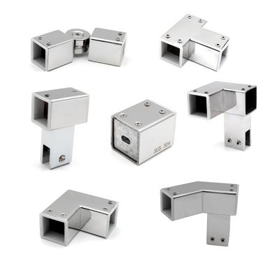 China Bathroom Good Quality 304 Stainless Steel Square 25Mm Tube Connector For Shower Glass Fixtures for sale