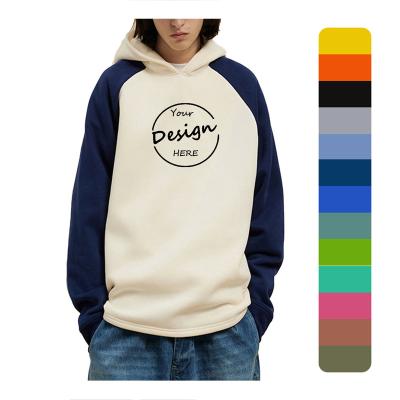 China Anti-pilling OEM Streetwear Two Tone Hoodie Fleece Cotton Unisex Oversized Raglan Sleeve Hoodie Men Hoodies for sale