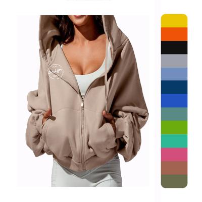 China Breathable OEM Custom Unisex Fleece Thick Hoodie High Quality Zipper up Warm Women Zip Up Hoodie Streetwear Stylish blank hoodie for sale