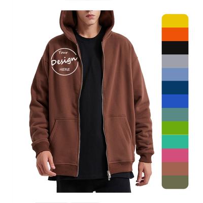 China Anti-pilling OEM Men's 100% Cotton High Quality Blank Oversized Hoodie Streetwear Custom Logo zipper Jacket Hoodie Men for sale