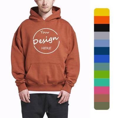 China Anti-pilling OEM Custom logo Hoodie High quality plain Fleece pullover sweatshirts oversized drop shoulder blank fleece hoodies for men for sale