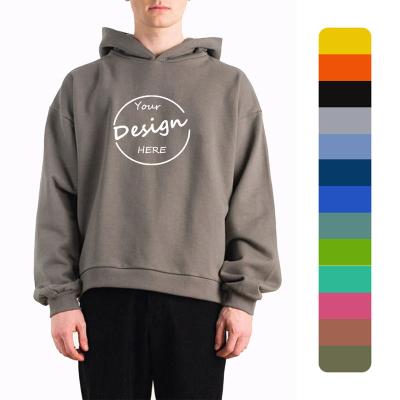 China Anti-pilling OEM Mens Plain Blank Hoodies Men Fleece Boxy Fit Hoodies Drop Shoulder Oversized Fleece Unisex Hoodie for sale