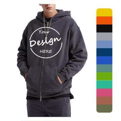 China Anti-pilling OEM Custom Men's Heavyweight Zipper Hoodie Jacket custom men's embroidery logo thick hoodie zip up hoodie for sale