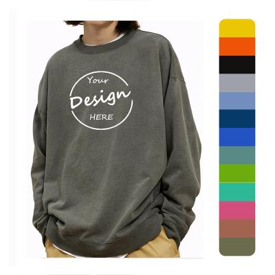 China Anti-pilling OEM Casual vintage pullover men crew neck acid washed sweatshirt drop shoulder hoodies sweatshirt for men for sale