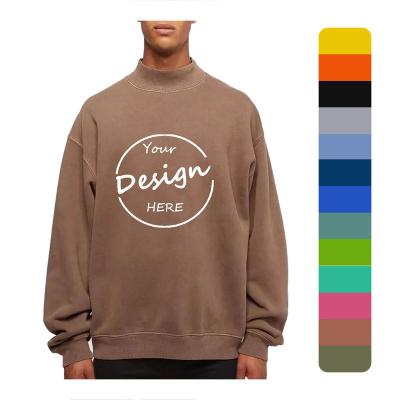 China Anti-pilling OEM Oversize Custom embroidery Printing High neck sweatshirt 100%cotton fleece sweatshirt hoodies unisex for sale