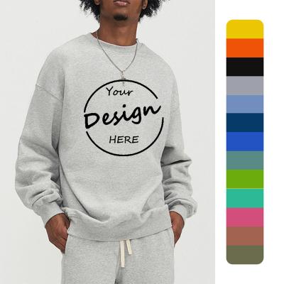 China Anti-pilling OEM Fashion men crew neck sweatshirt oversize 100% cotton terry pullover custom logo embroidery sweatshirt for sale