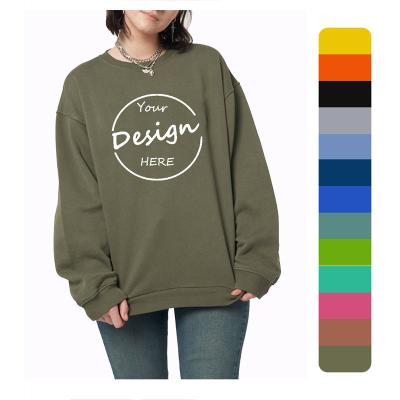 China Breathable OEM Autumn Winter Plain Woman Sweatshirts Loose Fashion Pullover Custom Embroidered Women Crew Neck Sweatshirt for sale