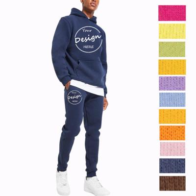 China Breathable OEM Custom LOGO Cotton Hoodie Sets Mens Sweat Suits Tracksuit Plain Hoodie And Sweatpants Men's Jogger Set for sale