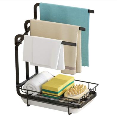 China Kitchen Sink Cart Sustainable Storage Organizer Sponge Holder With Drain Panfor Sponge Brush Soap Dishcloth Holder for sale