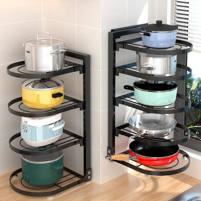 China Adjustable 2-5 Layer Metal Pot Lid Rack Pot Pan Organizer Hanging Rack Workable For Kitchen Countertop Cabinet for sale