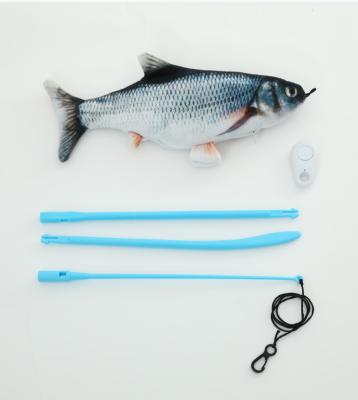 China Viable Electric Movable Cat Toy Interactive Fish Cat Toy Chew With Fishing Rod for sale