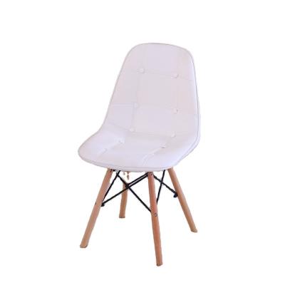 China Modern Design 4 Removable Cover White Set Dining Chairs, With Cushioned PU Seat And Solid Wood Legs Retro Lorenzo Lounge Chair for sale