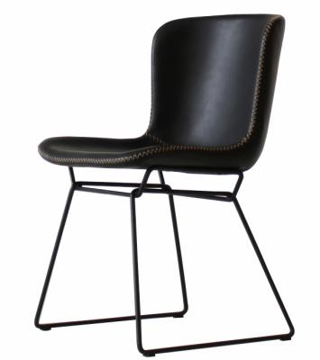 China High Quality Leather Upholstered Dining Chair Removable Cover Production With Simple Lines Fashion Iron Legs Chair for sale