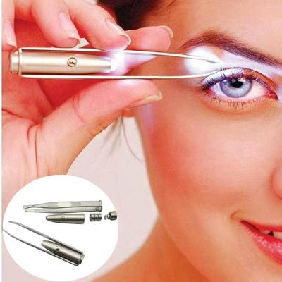 China Beauty Care Make Tools Hadiyah Factory Amazon eBay HOT SALE Women LED Light Eyelash Eyebrow Tweezers Hair Removal Makeup Cosmetic Beauty Tool for sale