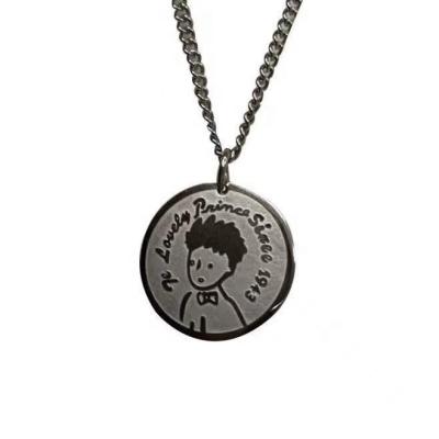 China Cute the newest little prince necklace men's and women's hip hop style letter accessories round titanium steel necklace for sale