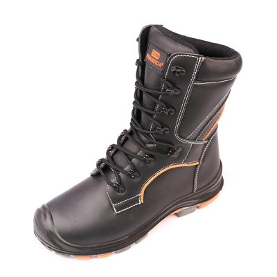 China Insulative Heavy Duty Black Military Waterproof Rubber Soles Safety Police Leather Work Boots for sale