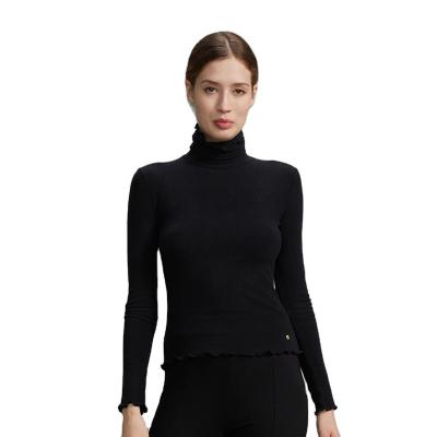 China Lettuce Fleece Quick-Dry Winter Fit Slim Fit Women's Pullover Sweaters Top Edge QUICK DRY Light Soft Warm Collar Top for sale