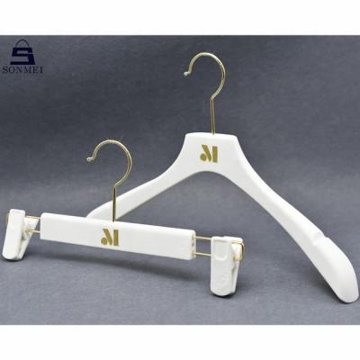 China SHOW Custom White Velvet Coat Hanger Non Slip Pants Hanger for sale