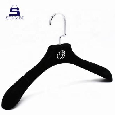 China SHOW Black High Quality Velvet Custom Clothing Hanger for sale