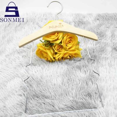 China Reusable Custom Luxury Branded Hangers Baby Wooden Cloth Coat Hangers For Kids for sale