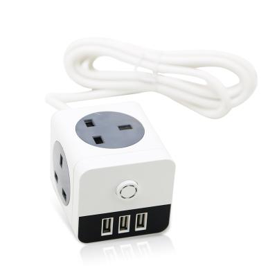 China Magic 1.8M Cable Power Cube Outlet Conversion Residential / General Purpose Extension Socket Plug In UK Standard Sockets With USB Charging Adapter for sale