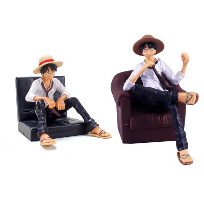 China 3 year+ Topper Cake House and Car Doll Solid PVC Resting Black Stool and Red Sofa Luffy Anime Ornaments for Cake Decoration for sale