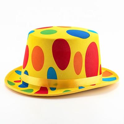 China Picture Factory Quality Adult Colorful Rainbow Clown Stiff Hat Spotted Circus Party Costume Hats for sale