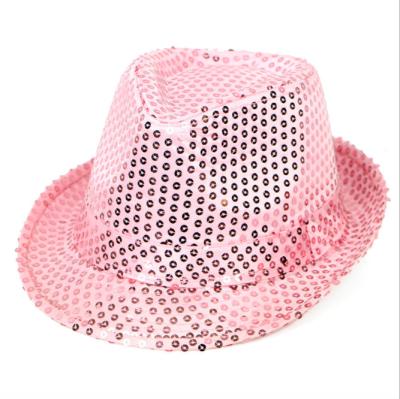 China Image Customized Glitter Dance Costume Jazz Sequin Fedora Hats High Quality Disco Club Style Party Hats for sale