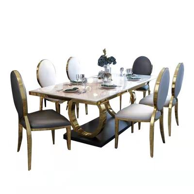 China Durable Dining Furniture Metal Designs Dining Table Set Marble Top Dining Tables for sale