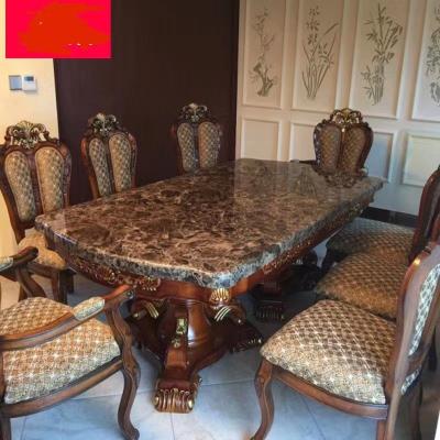 China Durable Luxury Solid Wood Antique Dining Royal Dining Chair And Dining Table Set Home Furniture Classic for sale