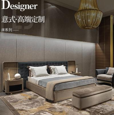 China Minimalist Luxury Bedroom Furniture Modern King Queen Bed Frame With Bed Side Table for sale