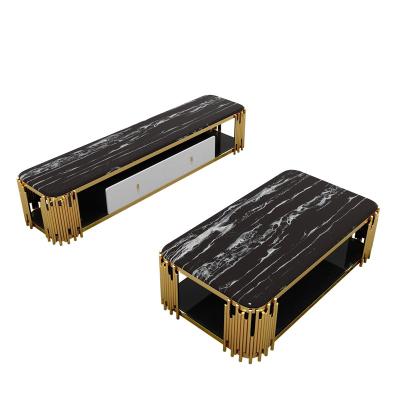 China Durable Wholesale high quality furniture Marble top Gold Stainless Steel Silver Legs coffee table for sale