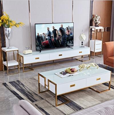 China High Quality Durable Home Furniture Office Luxury Metal Living Room Modern Mirrored Glass Coffee Table for sale