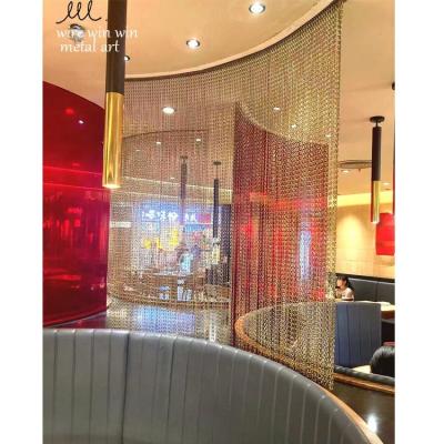 China Shiny modern aluminum screen gold metal restaurant canteen room divider screen ceiling decoration space partition for sale