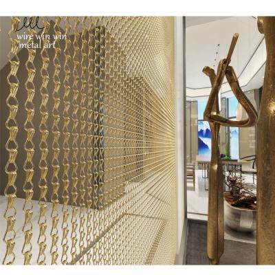 China Shiny modern aluminum screen gold metal restaurant canteen room divider screen ceiling decoration space partition for sale