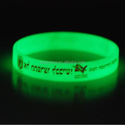 China Customized Printed Glowing Silicone Wristabands , Order Personalized Silicone Wristbands With Your Logo for sale