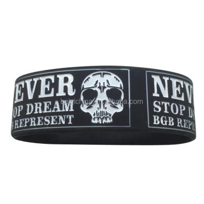 China Customizable printed 1 inch silicone wristbands for sale