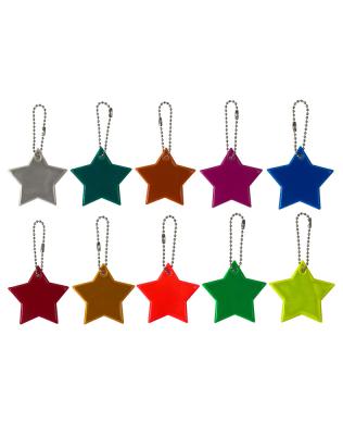 China Tote / Shopping /gift /promotion Star Shape Plastic Reflective Key Chain With Ball Chain for sale