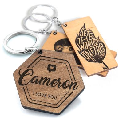 China Custom Figured Wood Shape Wood Key Chain for sale