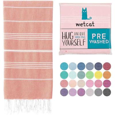 China Wholesale Custom Luxury QUICK DRY Extra Large Luxury Pink Striped 100% Sand Free Cotton Turkish Adult Beach Towel With Tassel for sale