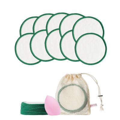 China Reusable Simple Personal Care Makeup Remover Green Edge Friendly Bamboo Cotton Cleansing Pad Makeup Remover Pads for sale