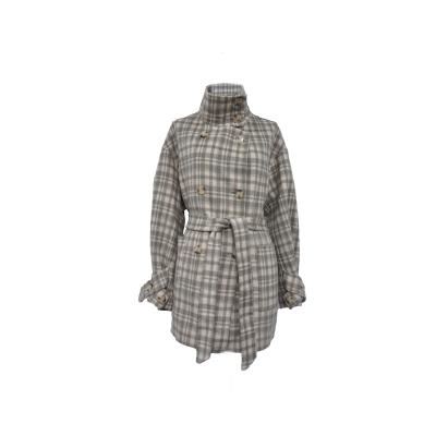 China 2022 new breathable ladies wholesale loose thick wool coat women's mid length plaid coat for sale