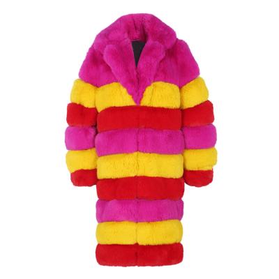 China Anti-Shrink Fashion Colorful Recycle Scratch Faux Fox Fur Coats Plush Teddy Bear Overcoat Women Long Warm Winter for sale