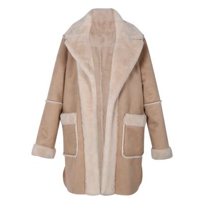 China Mid Long Fashion High Quality Anti-Shrink Warm To Thicken Faux Suedette Leather Fur Coat Jacket For Women for sale