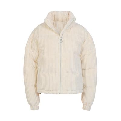 China Eco-Friendly Recycle Bubble Filler Faux Fur Corduroy Long Sleeve White Cropped Winter Women Stripper Jacket Coat for sale