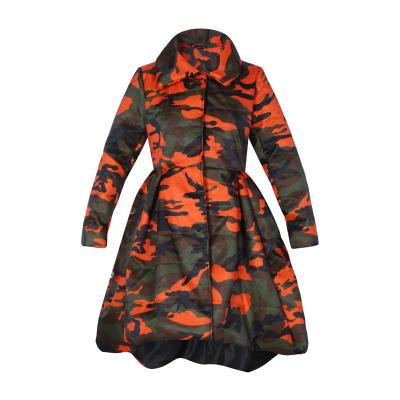 China Winter Autumn Casual Style Camouflage Print Polyester Breathable Women Swing Jacket Coat Female Breath Swing Coats for sale