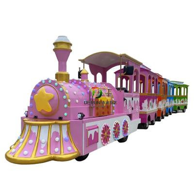 China Factory direct selling amusement park hot pink ride electric trackless train in the mall for sale